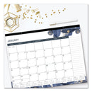 Blueline Monthly Desk Pad Calendar, Gold Detail Floral Artwork, 22 x 17, Black Binding, Clear Corners, 12-Month (Jan-Dec): 2023