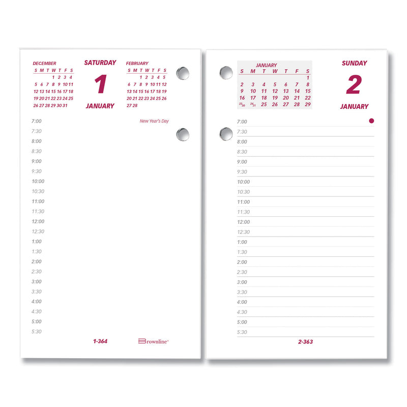 Brownline Daily Calendar Pad Refill, 6 x 3.5, White/Burgundy/Gray Sheets, 2023