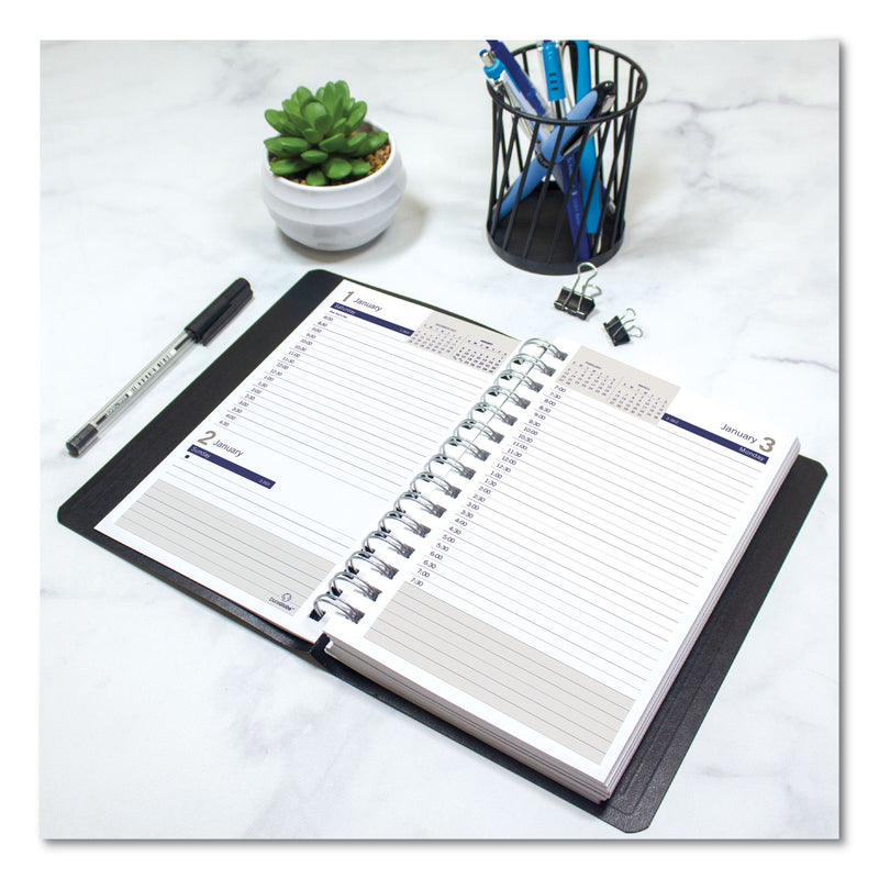 Blueline DuraGlobe Daily Planner, 30-Minute Appointments, 8 x 5, Black Soft Cover, 12-Month (Jan to Dec): 2023