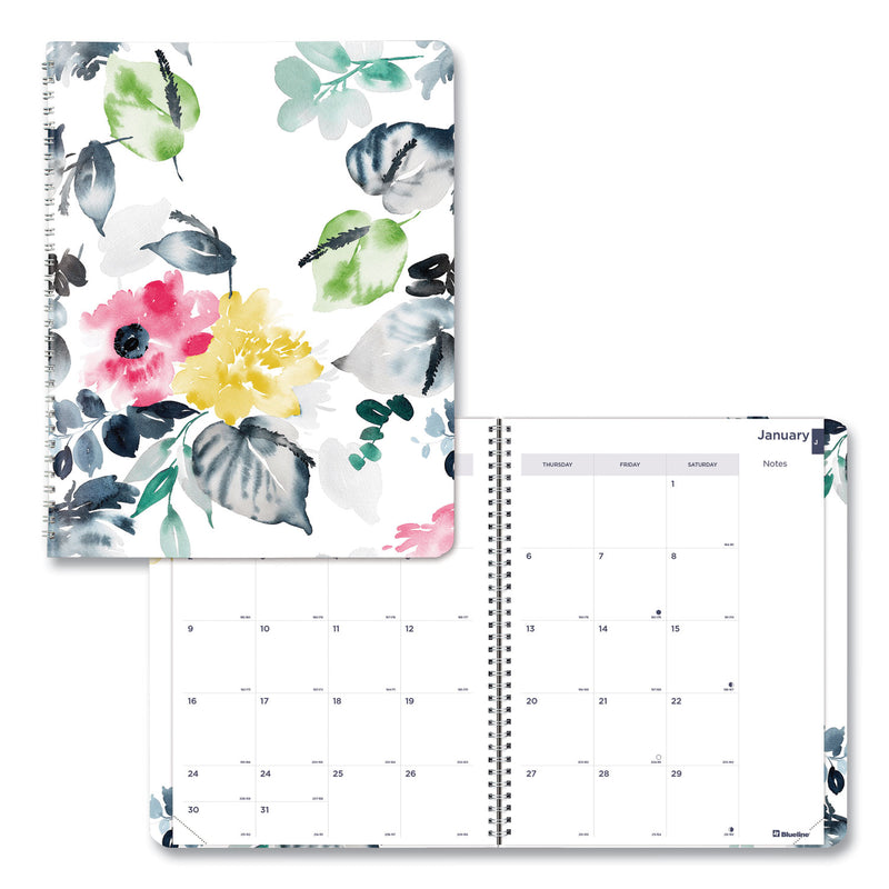 Blueline Monthly 14-Month Planner, Floral Watercolor Artwork, 11 x 8.5, Multicolor Cover, 14-Month (Dec to Jan): 2022 to 2024