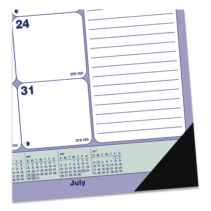 Blueline Academic Monthly Desk Pad Calendar, 21.25 x 16, White/Blue/Green, Black Binding/Corners, 13-Month (July-July): 2022-2023