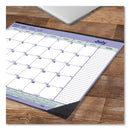 Blueline Academic Monthly Desk Pad Calendar, 21.25 x 16, White/Blue/Green, Black Binding/Corners, 13-Month (July-July): 2022-2023