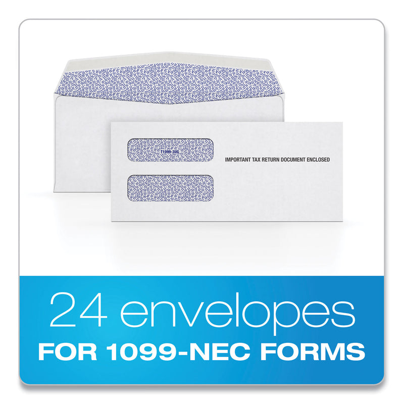 TOPS 1099 Double Window Envelope, Commercial Flap, Gummed Closure, 3.75 x 8.75, White, 24/Pack