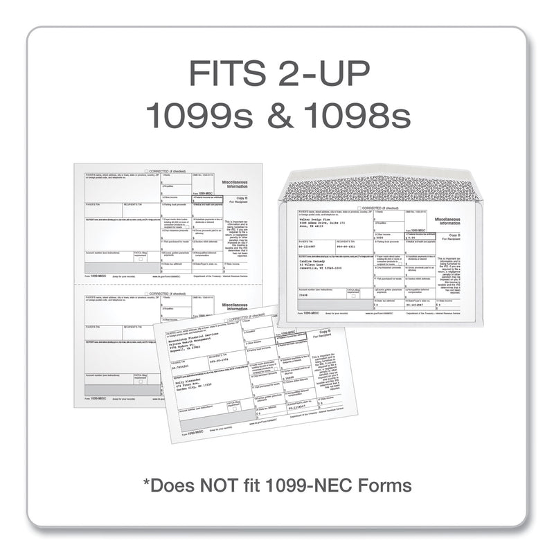 TOPS 1099 Double Window Envelope, Commercial Flap, Gummed Closure, 5.63 x 9, White, 24/Pack