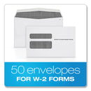 TOPS W-2 Laser Double Window Envelope, Commercial Flap, Gummed Closure, 5.63 x 9, White, 50/Pack