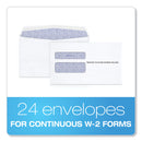 TOPS W-2 Laser Double Window Envelope, Commercial Flap, Gummed Closure, 5.63 x 9, White, 24/Pack
