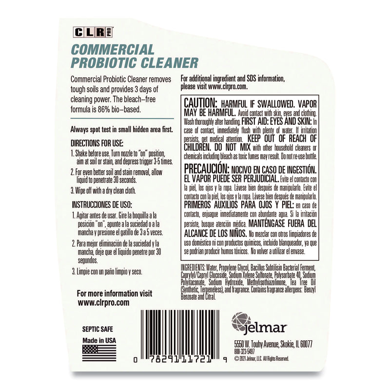 CLR PRO Commercial Probiotic Cleaner, Lemon Scent, 32 oz Spray Bottle, 6/Carton