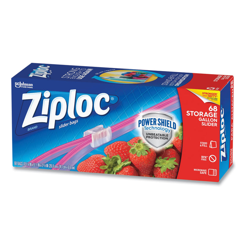 Ziploc Slider Storage Bags, 1 gal, 9.5" x 10.56", Clear, 9/Carton