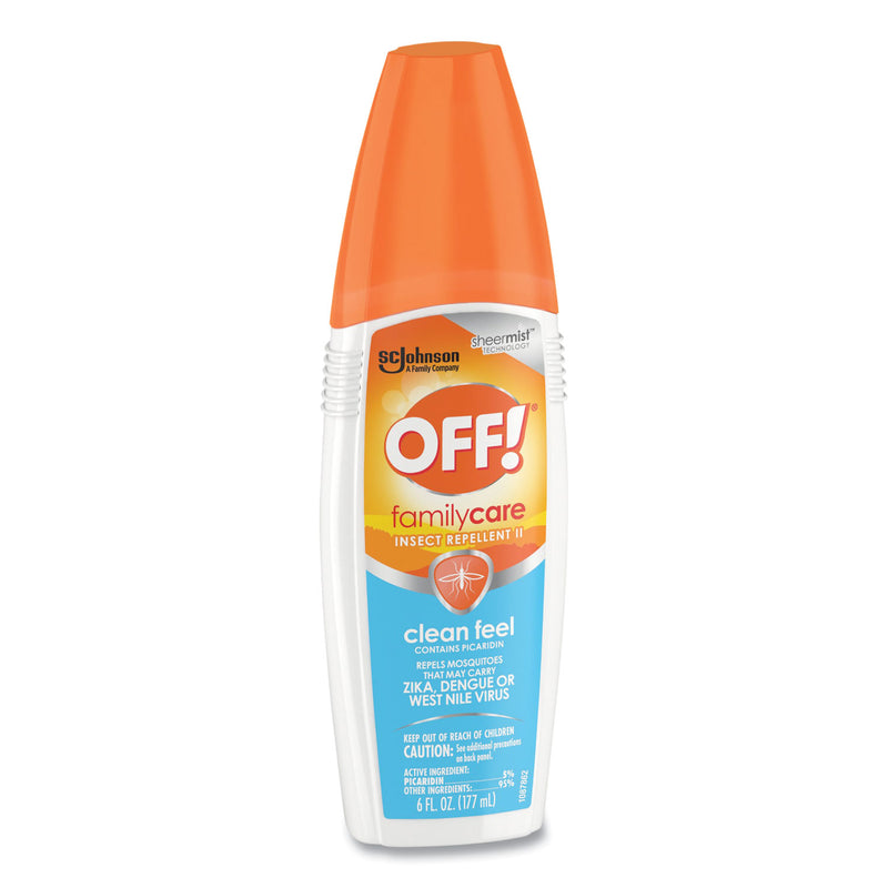 OFF! FamilyCare Clean Feel Spray Insect Repellent, 6 oz Spray Bottle, 12/Carton