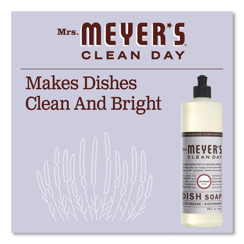 Mrs. Meyer's Dish Soap, Lavender Scent, 16 oz Bottle, 6/Carton