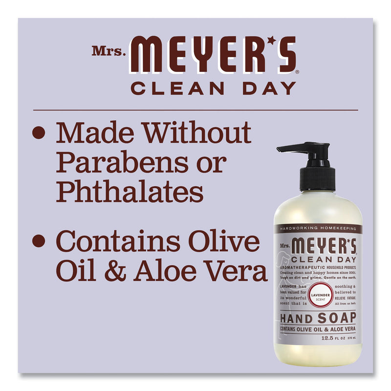 Mrs. Meyer's Clean Day Liquid Hand Soap, Lavender, 12.5 oz, 6/Carton