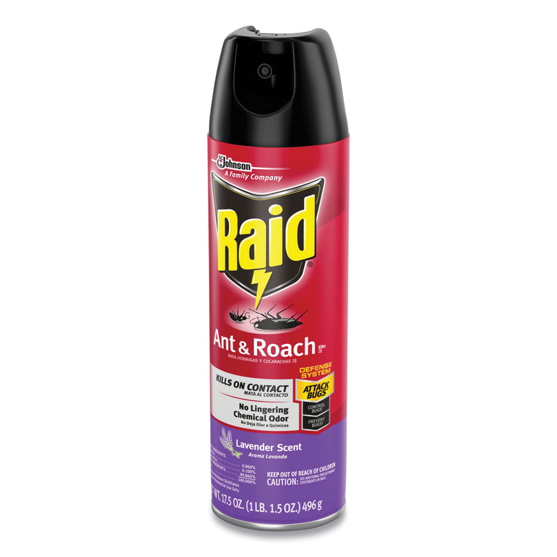 Raid Ant and Roach Killer, 17.5 oz Aerosol Spray, Lavender, 12/Carton