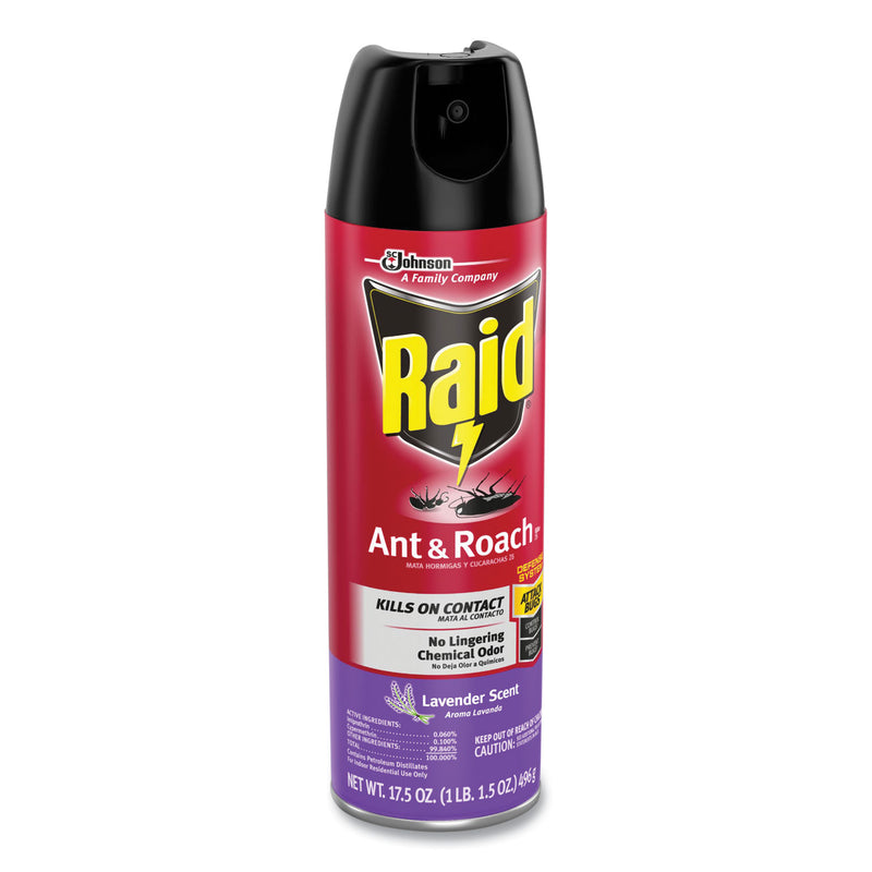 Raid Ant and Roach Killer, 17.5 oz Aerosol Spray, Lavender, 12/Carton