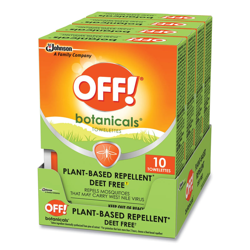 OFF! Botanicals Insect Repellant, Box, 10 Wipes/Pack, 8 Packs/Carton