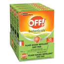 OFF! Botanicals Insect Repellant, Box, 10 Wipes/Pack, 8 Packs/Carton