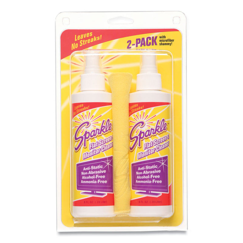 Sparkle Flat Screen and Monitor Cleaner, Pleasant Scent, 8 oz Bottle, 2/Pack, 6/Carton