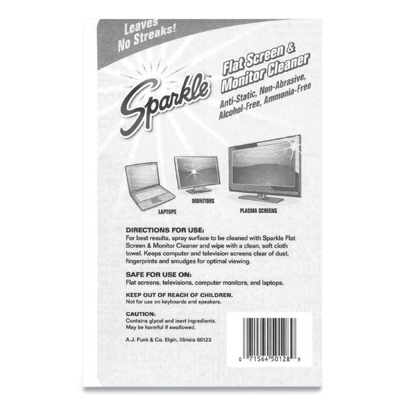 Sparkle Flat Screen and Monitor Cleaner, Pleasant Scent, 8 oz Bottle, 2/Pack, 6/Carton
