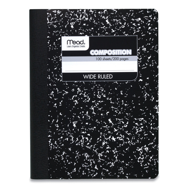 Mead Square Deal Composition Book, 3 Subject, Wide/Legal Rule, Black Cover, 9.75 x 7.5, 100 Sheets, 12/Pack