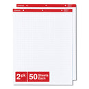 Universal Easel Pads/Flip Charts, Quadrille Rule (1 sq/in), 27 x 34, White, 50 Sheets, 2/Carton