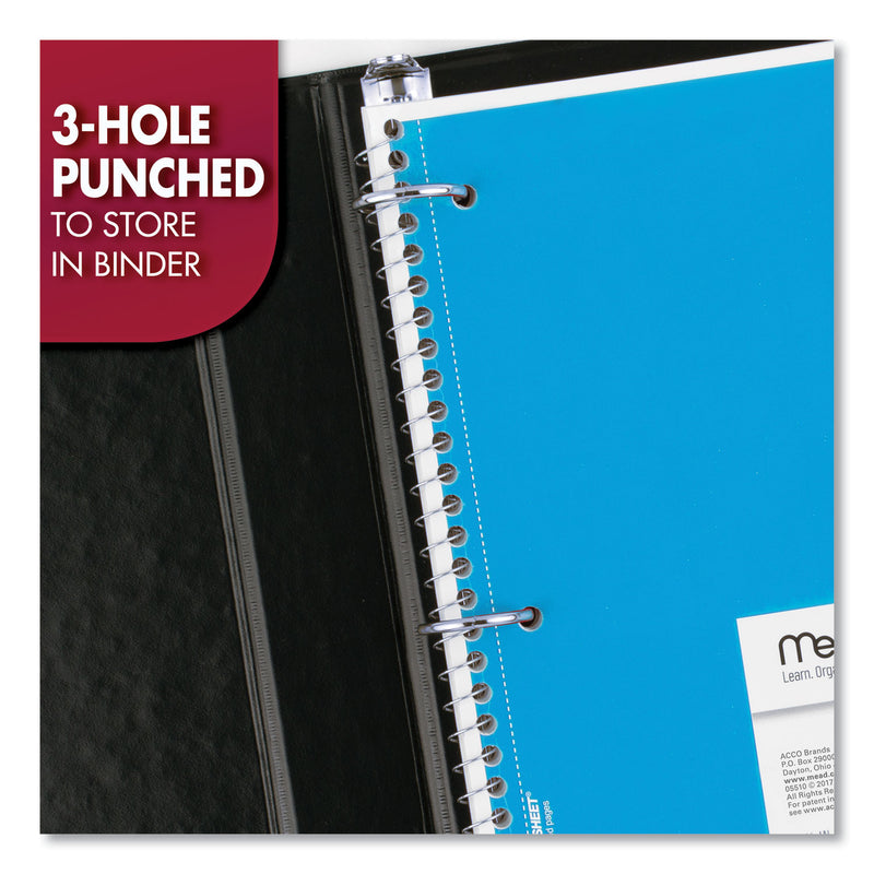 Mead Spiral Notebook, 3-Hole Punched, 1 Subject, Wide/Legal Rule, Randomly Assorted Covers, 10.5 x 7.5, 70 Sheets