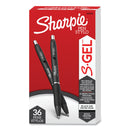 Sharpie S-Gel High-Performance Gel Pen, Retractable, Bold 1 mm, Black Ink, Black Barrel, 36/Pack