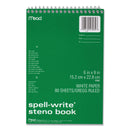 Mead Spell-Write Wirebound Steno Pad, Gregg Rule, Randomly Assorted Cover Colors, 80 White 6 x 9 Sheets