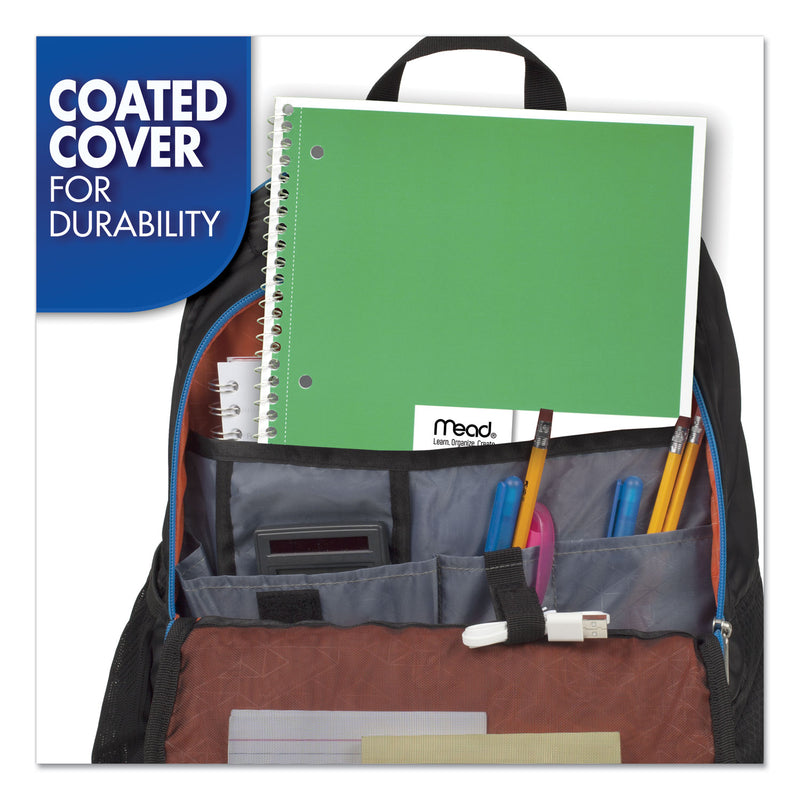 Mead Spiral Notebook, 1 Subject, Medium/College Rule, Assorted Covers, 10.5 x 8, 70 Sheets, 6/Pack