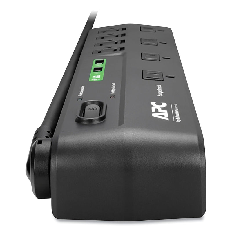 APC Home Office SurgeArrest Power Surge Protector, 8 AC Outlets/2 USB Ports, 6 ft Cord, 2,630 J, Black