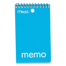 Mead Wirebound Memo Pad with Wall-Hanger Eyelet, Medium/College Rule, Randomly Assorted Cover Colors, 60 White 3 x 5 Sheets