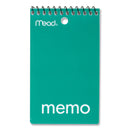 Mead Wirebound Memo Pad with Wall-Hanger Eyelet, Medium/College Rule, Randomly Assorted Cover Colors, 60 White 3 x 5 Sheets