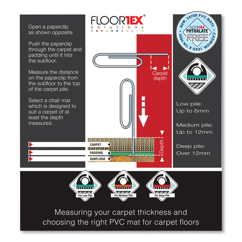 Floortex Cleartex Advantagemat Phthalate Free PVC Chair Mat for Low Pile Carpet, 53 x 45, Clear