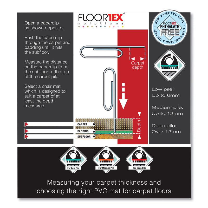 Floortex Cleartex Advantagemat Phthalate Free PVC Chair Mat for Low Pile Carpet, 48 x 36, Clear