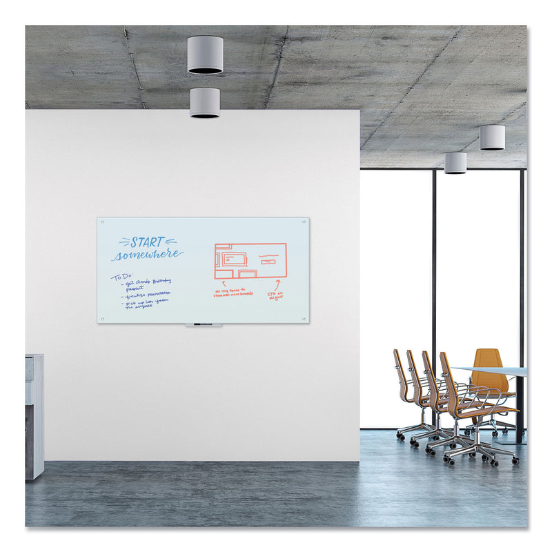 U Brands Glass Dry Erase Board, 72 x 36, White Surface