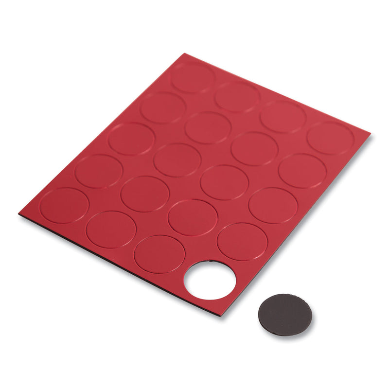 U Brands Heavy-Duty Board Magnets, Circles, Red, 0.75" Diameter, 20/Pack