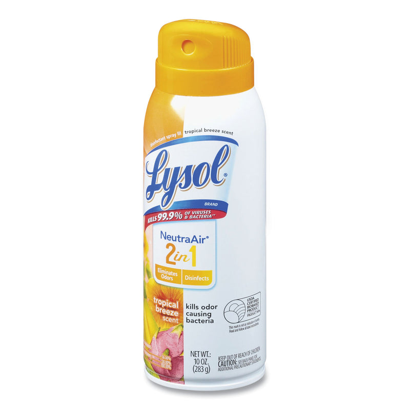 LYSOL 2 in 1 Disinfectant Spray III, Tropical Breeze, 10 oz Aerosol Spray, 6/Carton