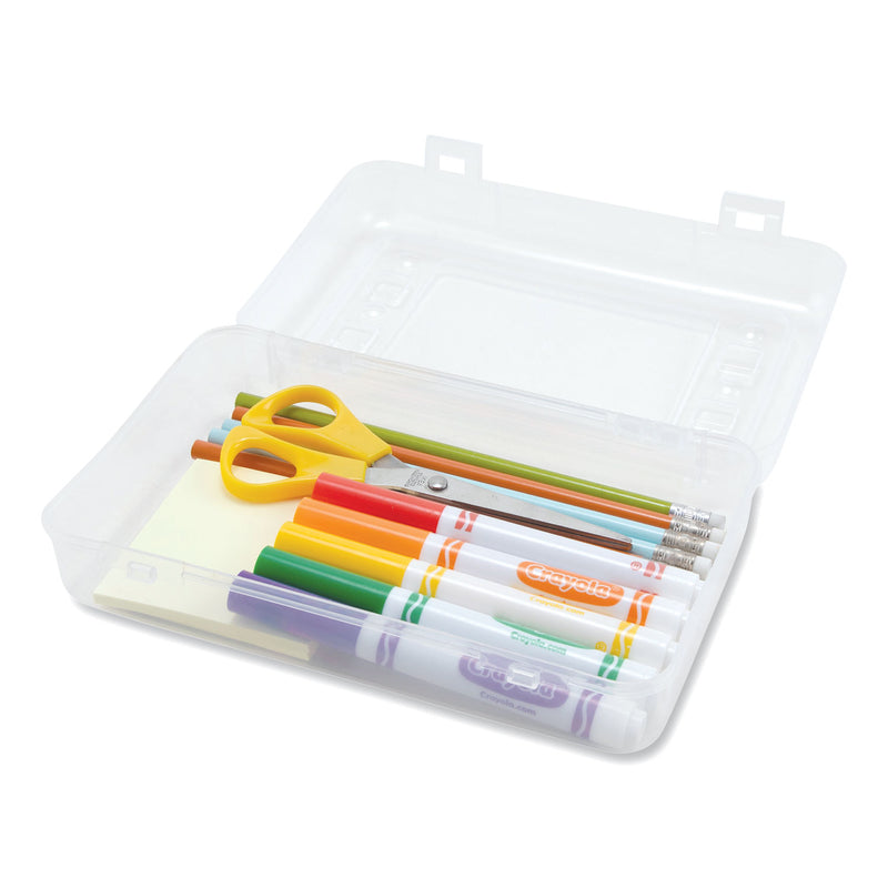 Advantus Gem Polypropylene Pencil Box with Lid, Polypropylene, 8.5 x 5.25 x 2.5, Clear