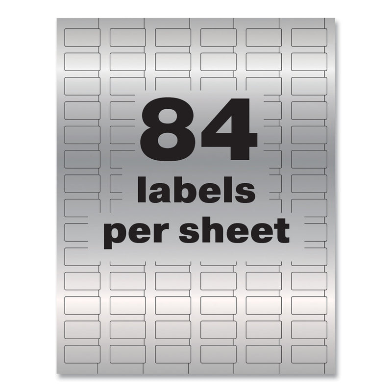 Avery PermaTrack Metallic Asset Tag Labels, Laser Printers, 0.5 x 1, Silver, 84/Sheet, 8 Sheets/Pack