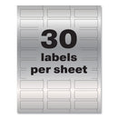 Avery PermaTrack Metallic Asset Tag Labels, Laser Printers, 0.75 x 2, Metallic Silver, 30/Sheet, 8 Sheets/Pack