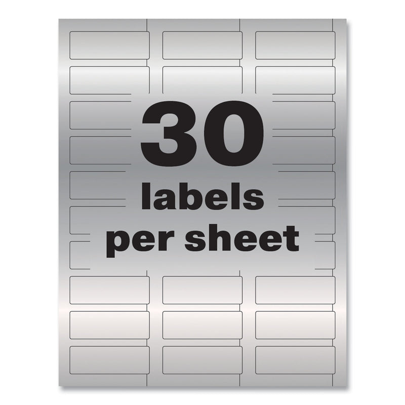 Avery PermaTrack Metallic Asset Tag Labels, Laser Printers, 0.75 x 2, Metallic Silver, 30/Sheet, 8 Sheets/Pack