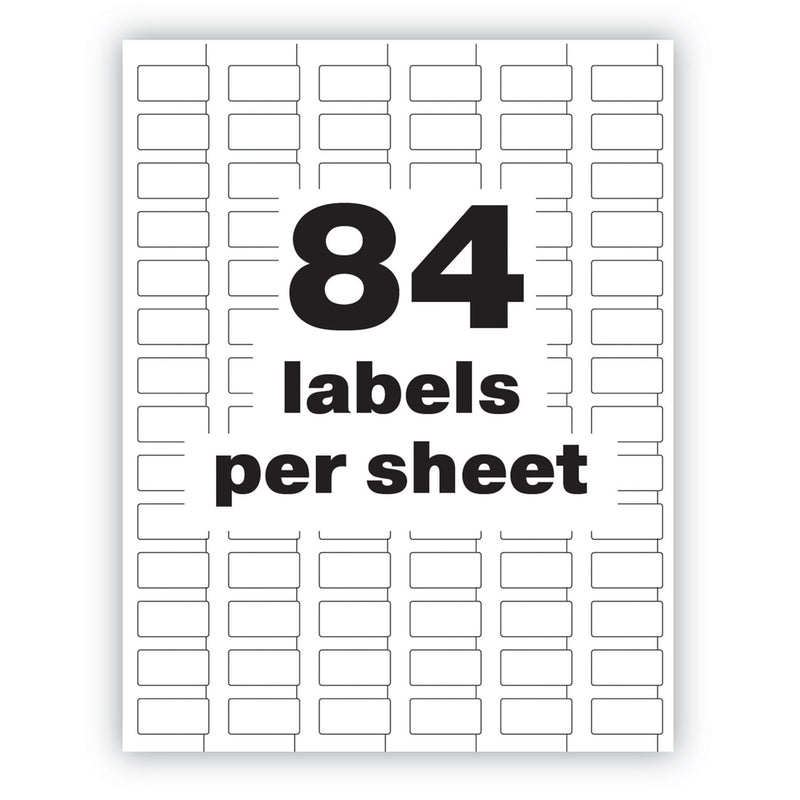 Avery PermaTrack Durable White Asset Tag Labels, Laser Printers, 0.5 x 1, White, 84/Sheet, 8 Sheets/Pack