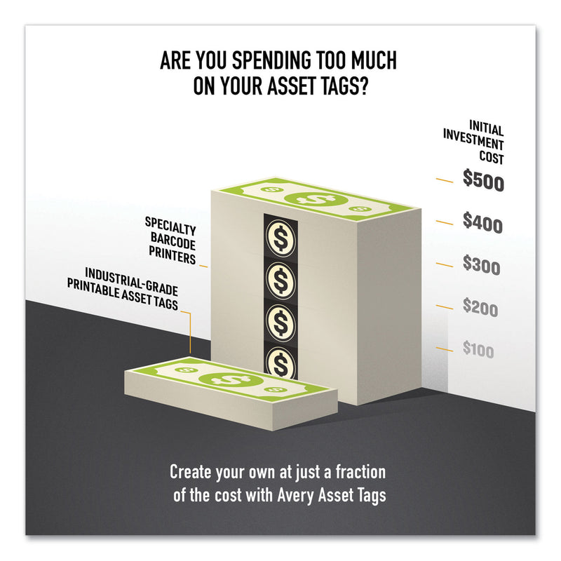 Avery PermaTrack Metallic Asset Tag Labels, Laser Printers, 1.25 x 2.75, Silver, 14/Sheet, 8 Sheets/Pack