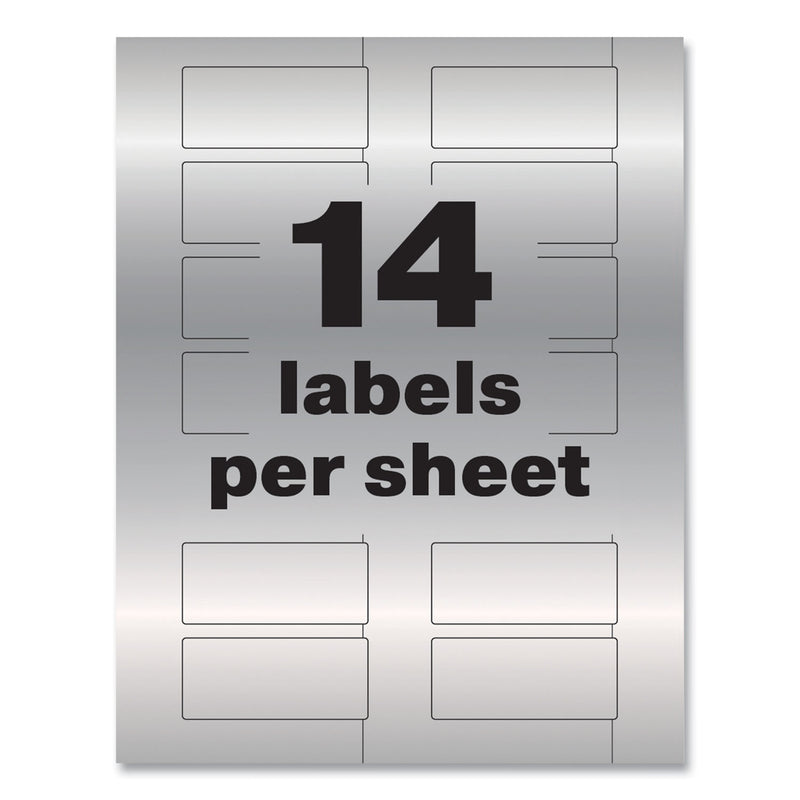 Avery PermaTrack Metallic Asset Tag Labels, Laser Printers, 1.25 x 2.75, Silver, 14/Sheet, 8 Sheets/Pack