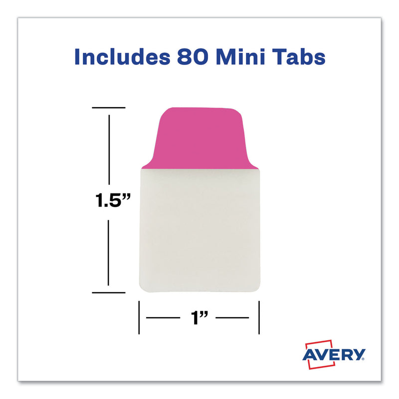 Avery Ultra Tabs Repositionable Tabs, Mini Tabs: 1" x 1.5", 1/5-Cut, Assorted Neon Colors, 80/Pack