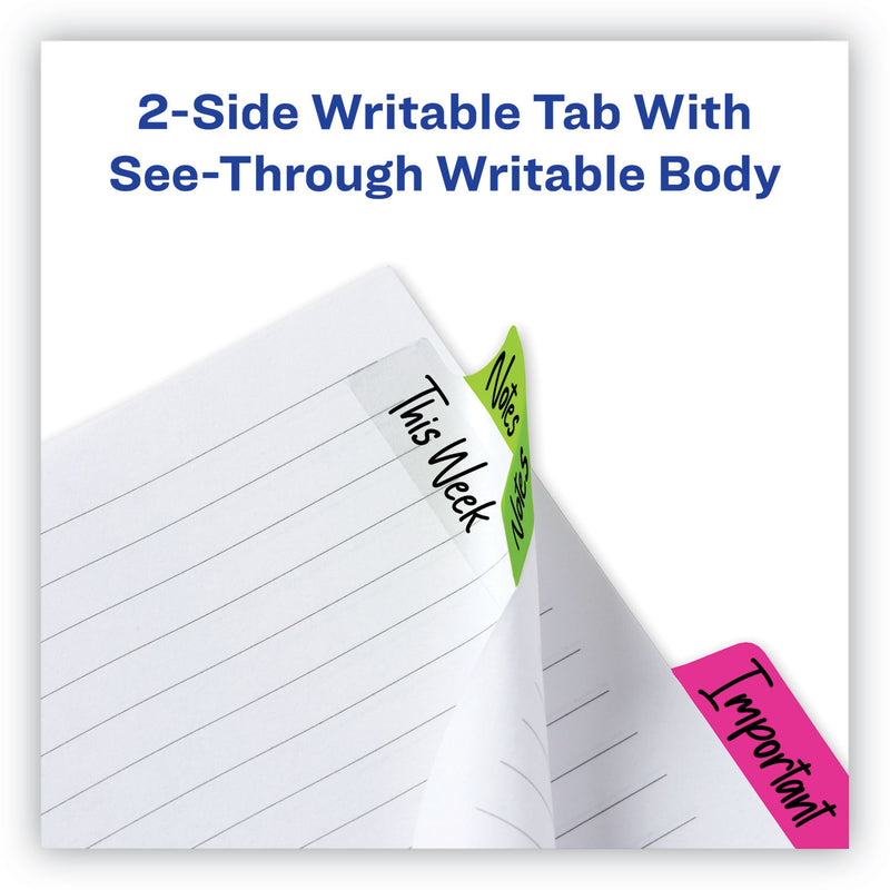 Avery Ultra Tabs Repositionable Tabs, Margin Tabs: 2.5" x 1", 1/5-Cut, Assorted Neon Colors, 24/Pack