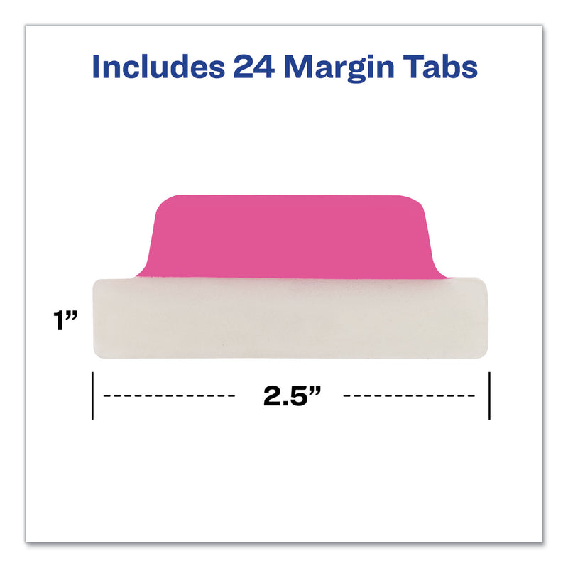 Avery Ultra Tabs Repositionable Tabs, Margin Tabs: 2.5" x 1", 1/5-Cut, Assorted Neon Colors, 24/Pack