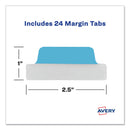 Avery Ultra Tabs Repositionable Tabs, Margin Tabs: 2.5" x 1", 1/5-Cut, Assorted Colors, 24/Pack