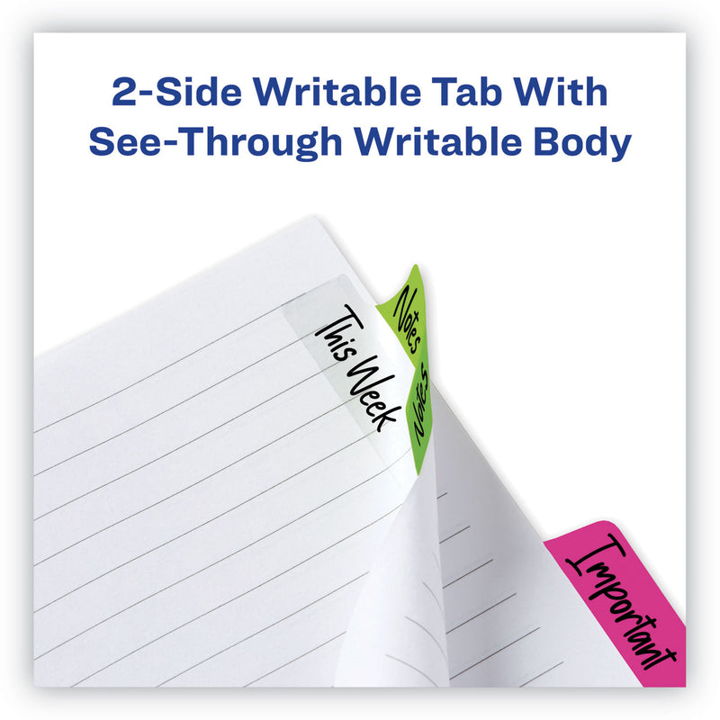 Avery Ultra Tabs Repositionable Tabs, Margin Tabs: 2.5" x 1", 1/5-Cut, Assorted Neon Colors, 48/Pack
