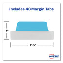 Avery Ultra Tabs Repositionable Tabs, Margin Tabs: 2.5" x 1", 1/5-Cut, Assorted Colors, 48/Pack