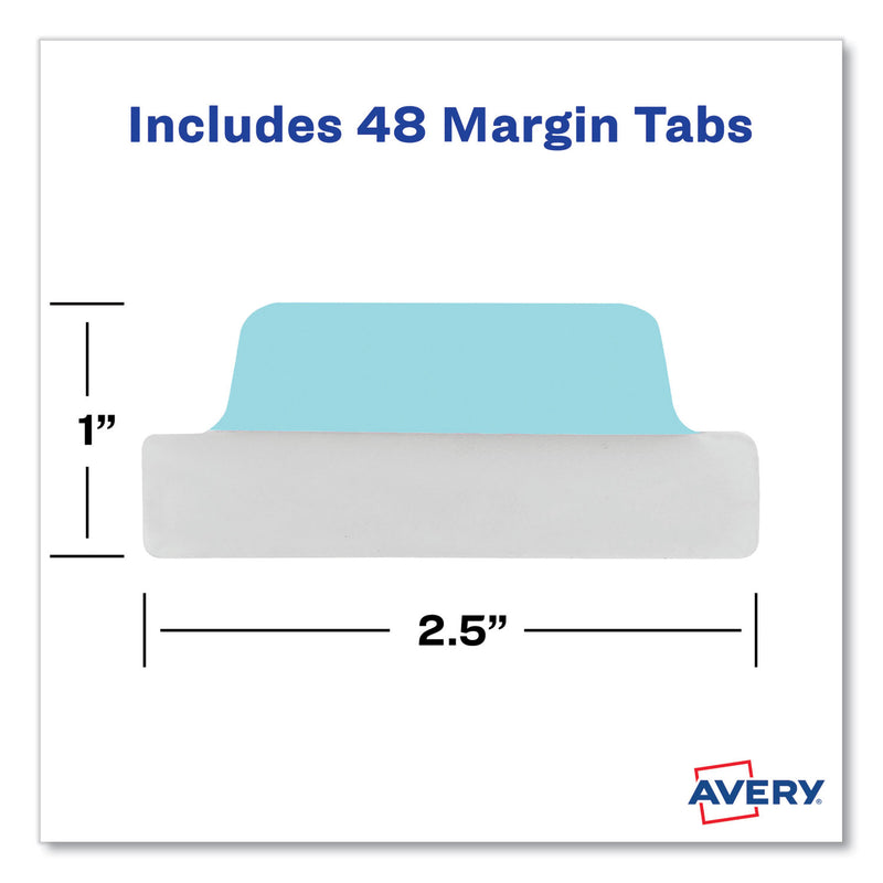 Avery Ultra Tabs Repositionable Tabs, Margin Tabs: 2.5" x 1", 1/5-Cut, Assorted Pastel Colors, 48/Pack