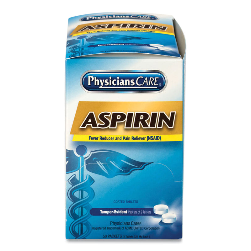 PhysiciansCare Aspirin Medication, Two-Pack, 50 Packs/Box